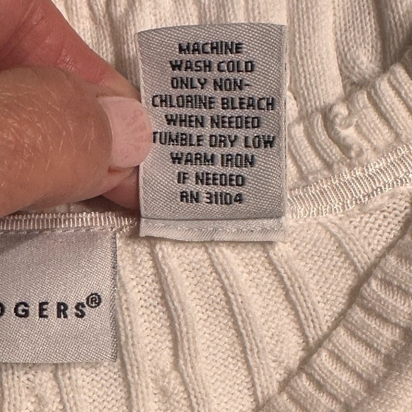 Kim Rogers Lightweight White Cable Knit Sweater 100% Cotton Size Small Academia - Picture 7 of 7